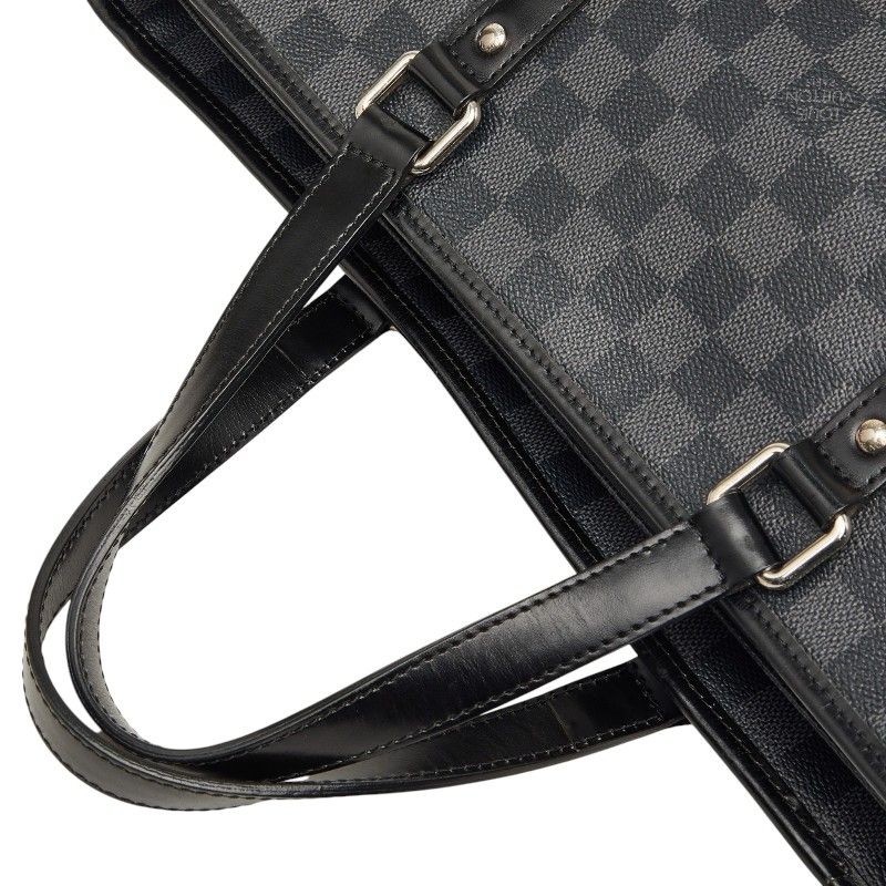 Louis Vuitton Damier Graphite Tadao Tote Shoulder Bag 2-Way Black Gray Leather — view 8