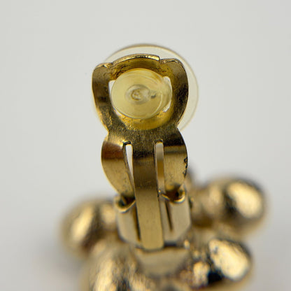 Chanel CC Logo Flower Motif Earrings Gold Vintage — view 5