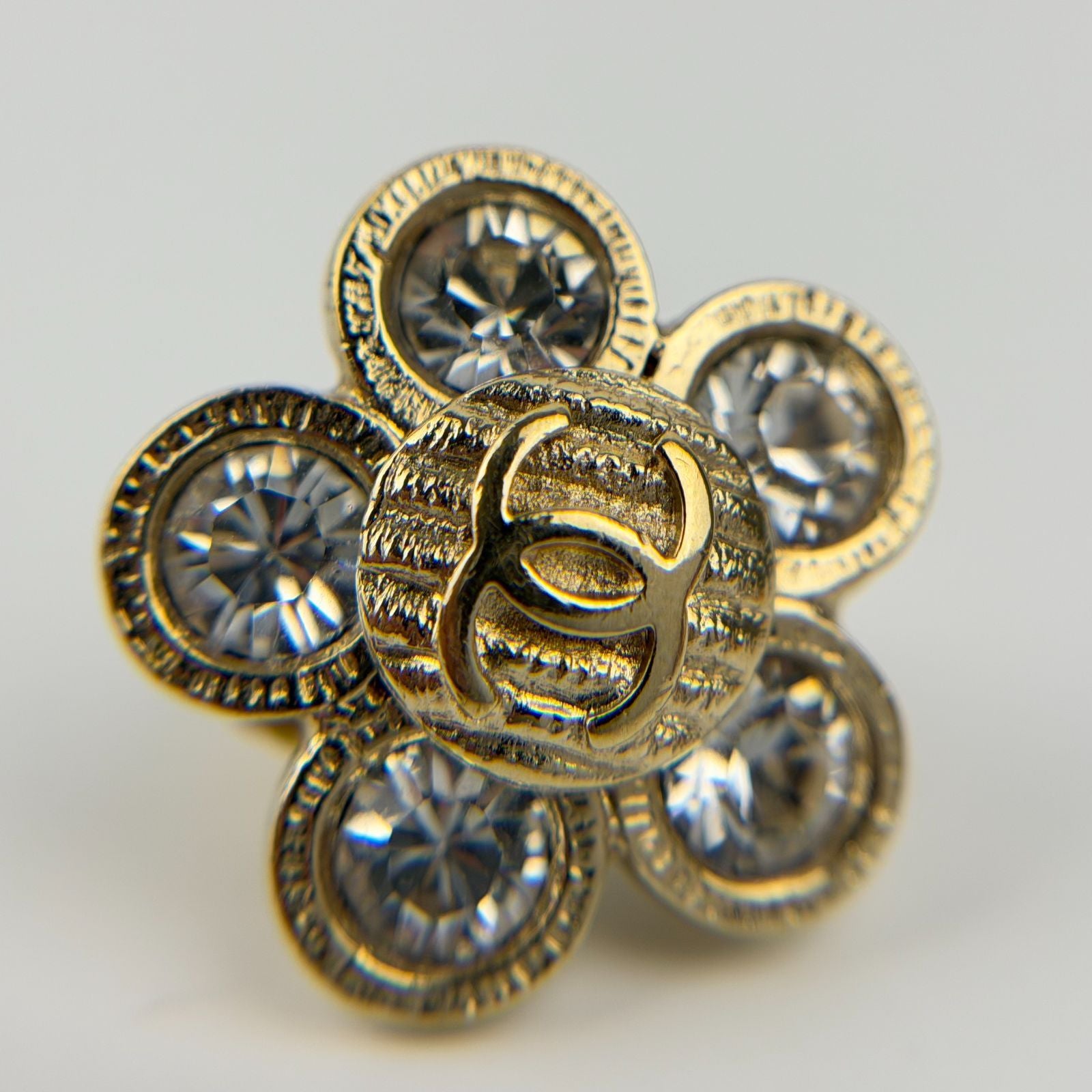 Chanel CC Logo Flower Motif Earrings Gold Vintage — view 6