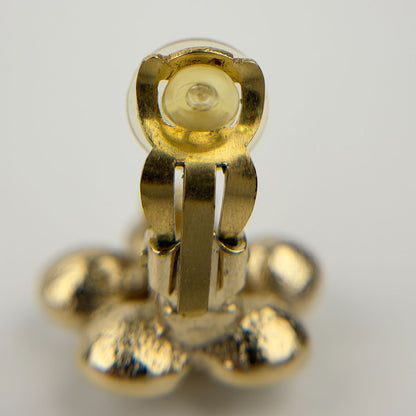 Chanel CC Logo Flower Motif Earrings Gold Vintage — view 9
