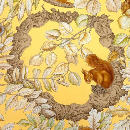 Hermes Carre 90 Casse Noisette Nutcracker Scarf Silk Yellow Squirrel Animal — view 3