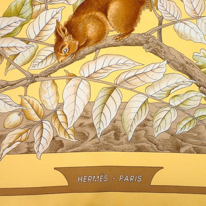 Hermes Carre 90 Casse Noisette Nutcracker Scarf Silk Yellow Squirrel Animal — view 5