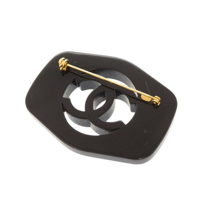 Chanel CC Logo Vintage Plastic Black Brooch — view 3