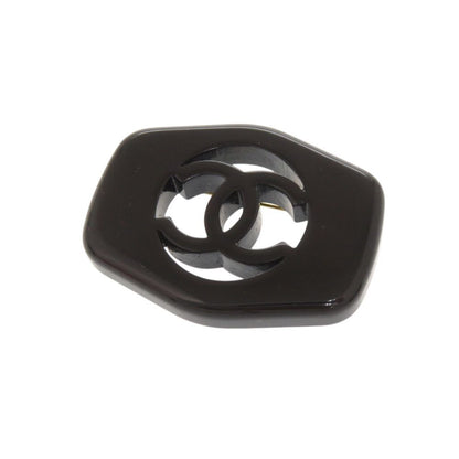 Chanel CC Logo Vintage Plastic Black Brooch