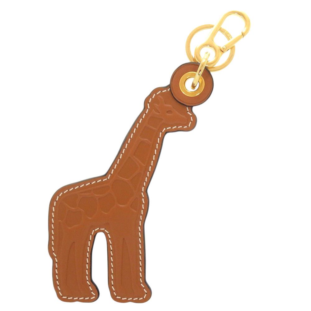 Loewe Giraffe Kirin Leather Brown Yellow Key Holder Bag Charm