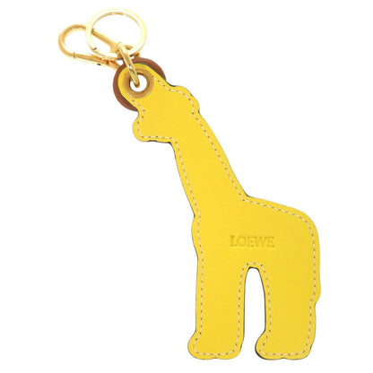Loewe Giraffe Kirin Leather Brown Yellow Key Holder Bag Charm — view 2