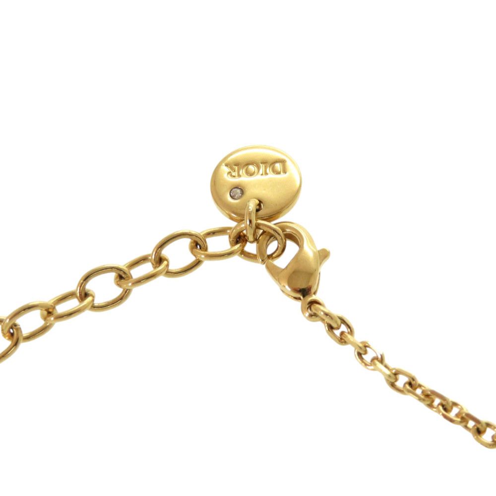 Dior CD Logo Stone Metal Gold Necklace — view 3