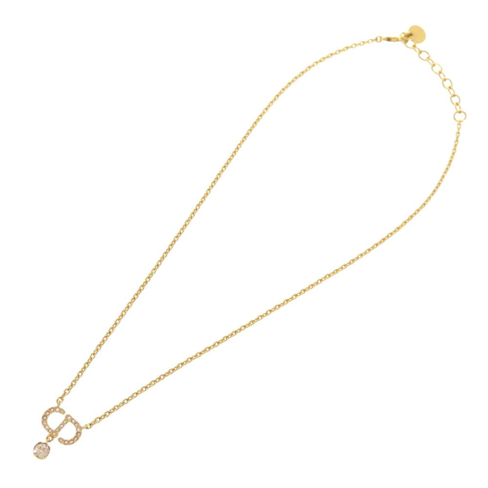 Dior CD Logo Stone Metal Gold Necklace — view 2