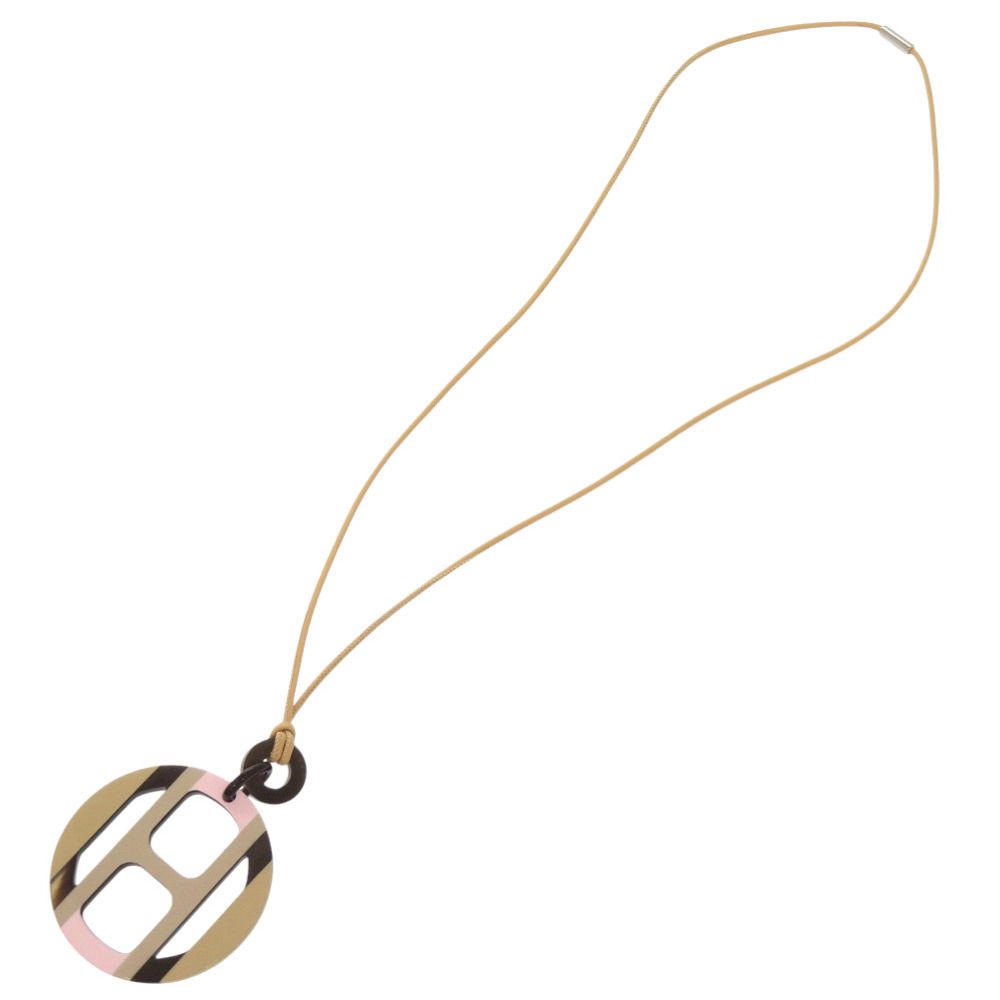 Hermes Equipe Buffalo Horn Beige Pink Black Necklace — view 2