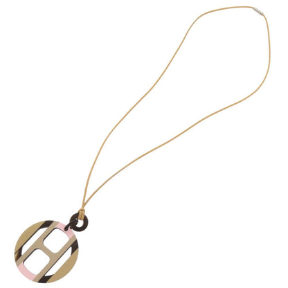 Hermes Equipe Buffalo Horn Beige Pink Black Necklace — view 2