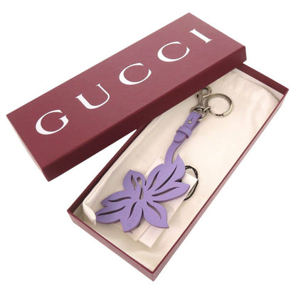 Gucci Flower Motif Leather Purple Key Holder — view 2