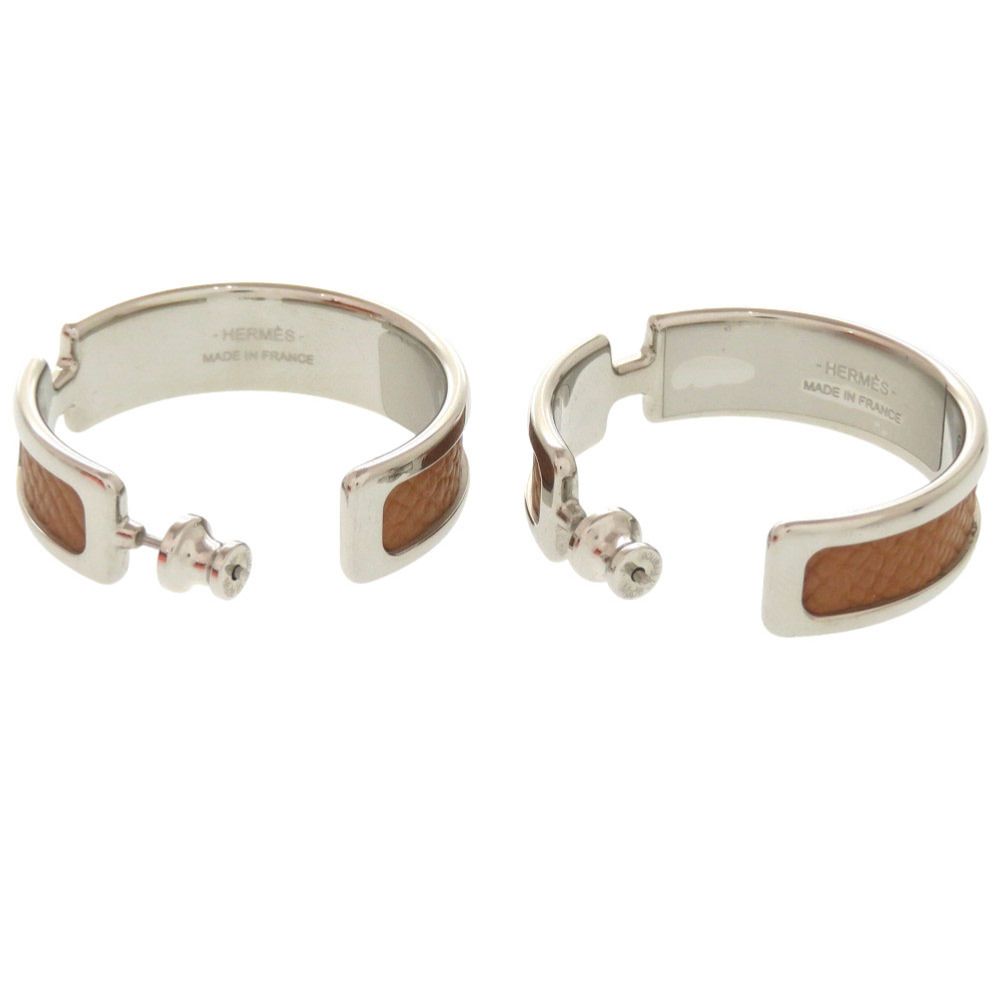 Hermes Olympe Veau Epsom Gold Silver Earrings — view 3