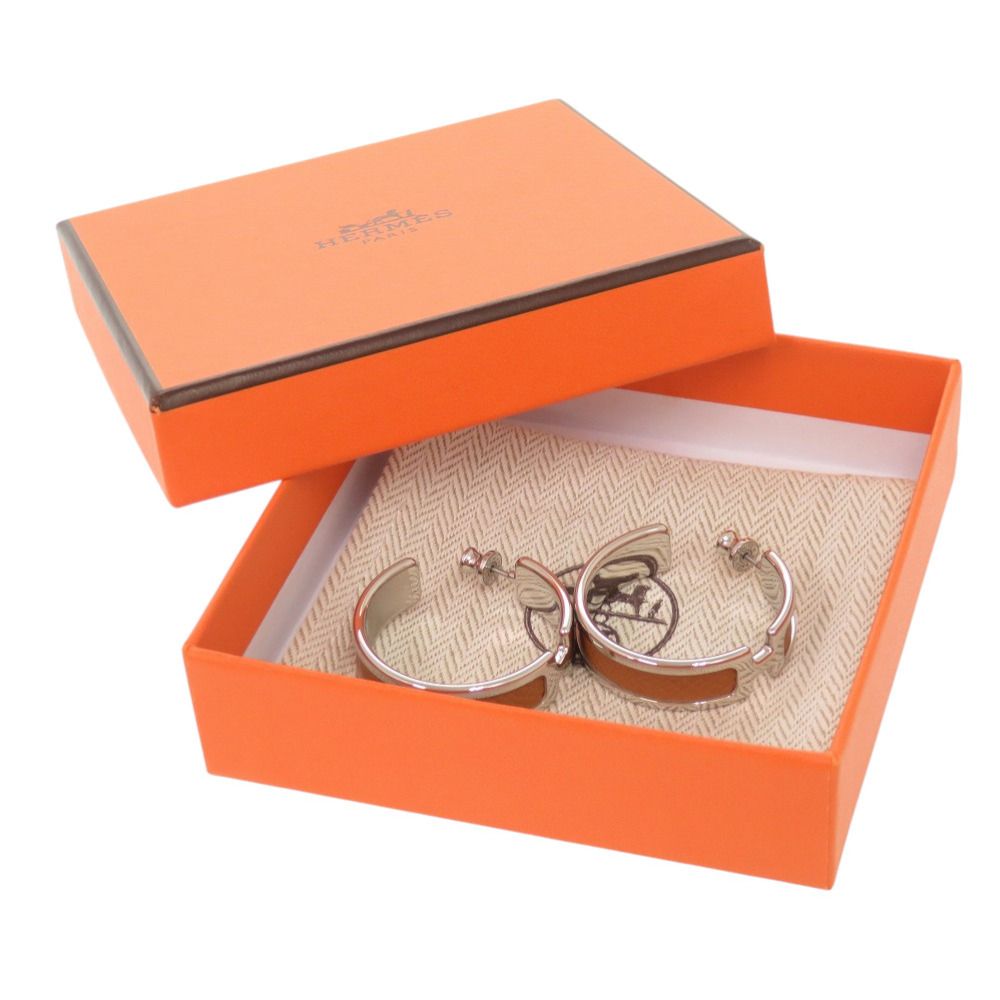 Hermes Olympe Veau Epsom Gold Silver Earrings — view 2