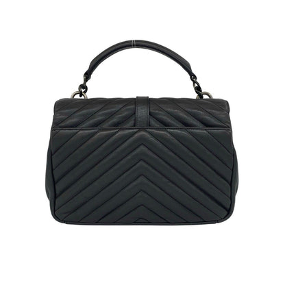 Saint Laurent Paris Carre YSL Logo Stitch Leather 2-Way Shoulder Bag Gray — view 3