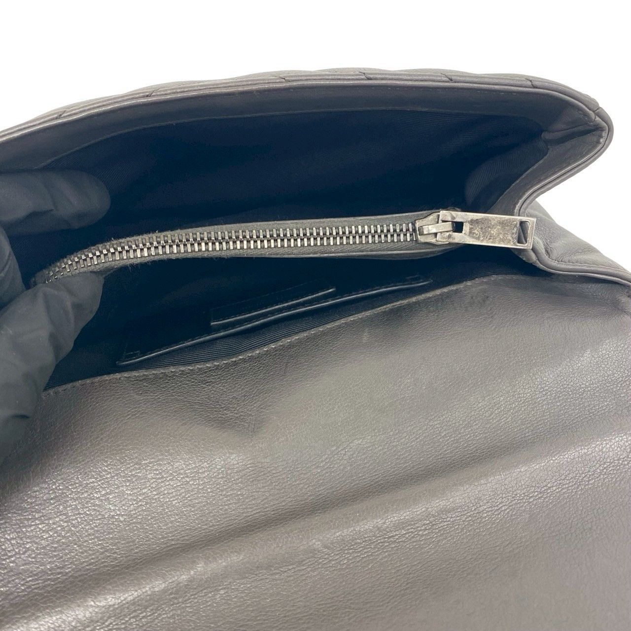 Saint Laurent Paris Carre YSL Logo Stitch Leather 2-Way Shoulder Bag Gray — view 9