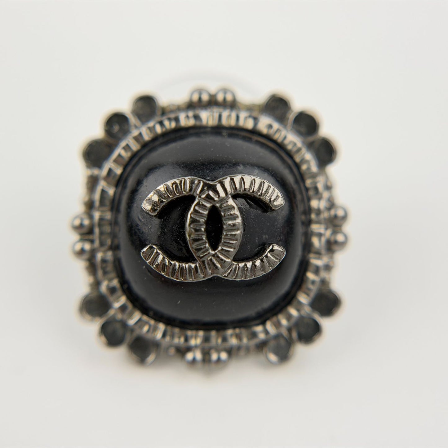 Chanel CC Logo Square Earrings Silver Vintage — view 3