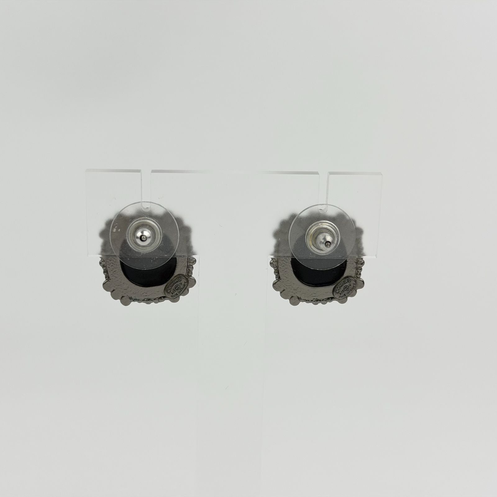 Chanel CC Logo Square Earrings Silver Vintage — view 2