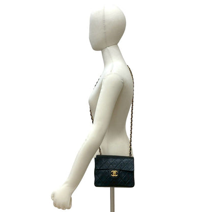 Chanel Card with Quilted CC Logo Lambskin Chain Shoulder Bag Pochette Black — view 2