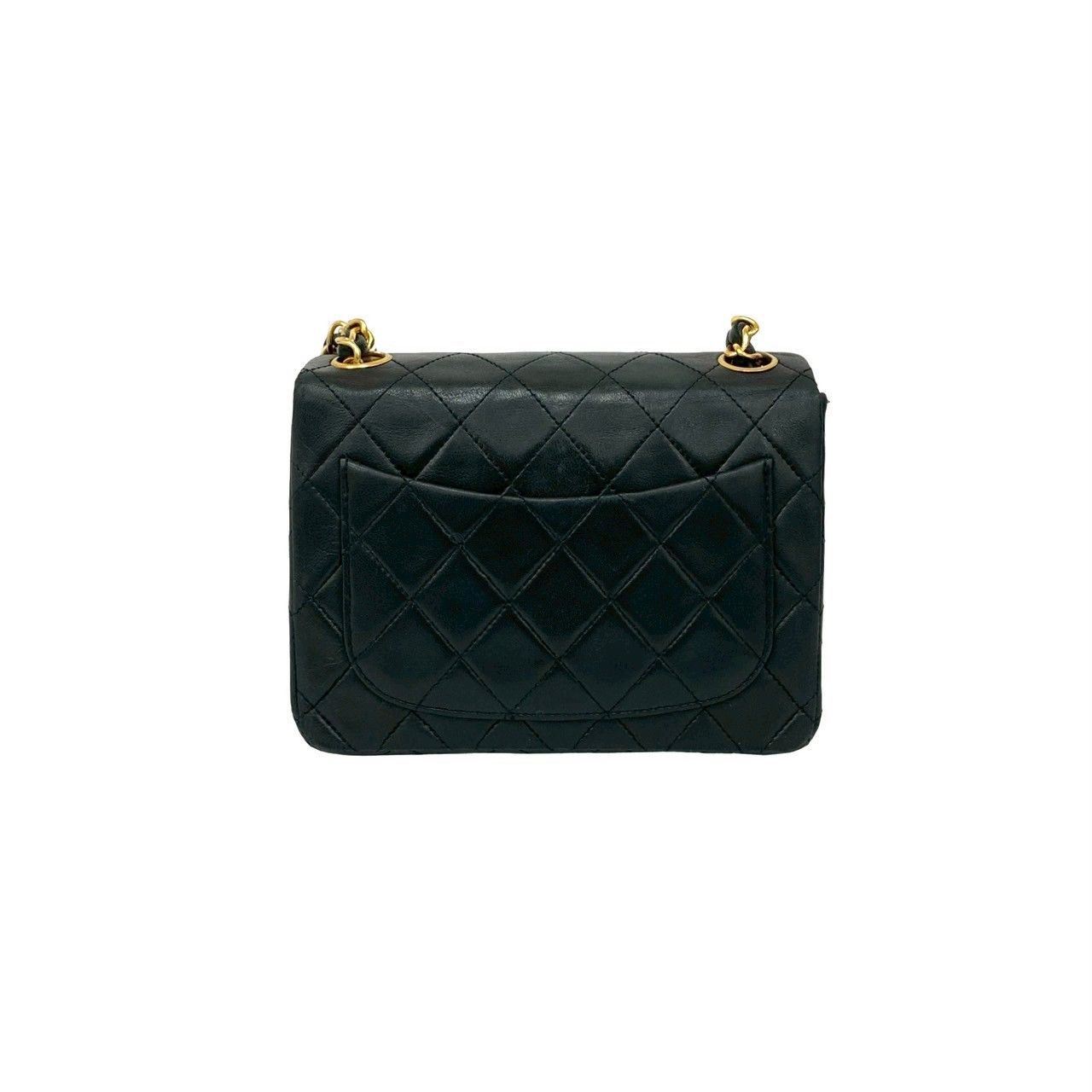 Chanel Card with Quilted CC Logo Lambskin Chain Shoulder Bag Pochette Black — view 3