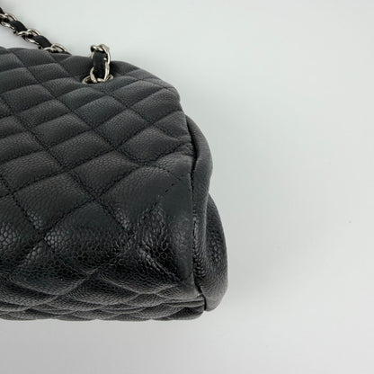 Chanel CC Logo Quilted Chain Shoulder Bag Black Caviar Leather Vintage — view 8