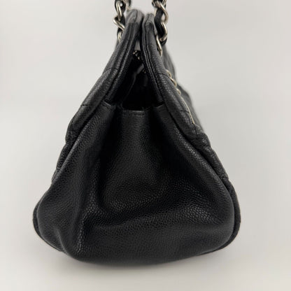 Chanel CC Logo Quilted Chain Shoulder Bag Black Caviar Leather Vintage — view 4