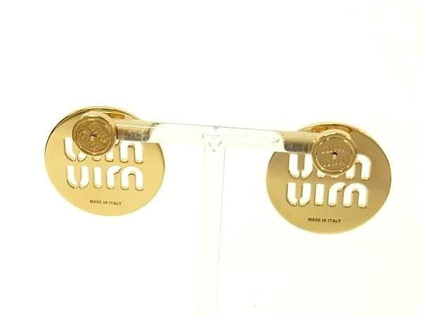 Miu Miu Miu Earrings Gold Metal Logo — view 2