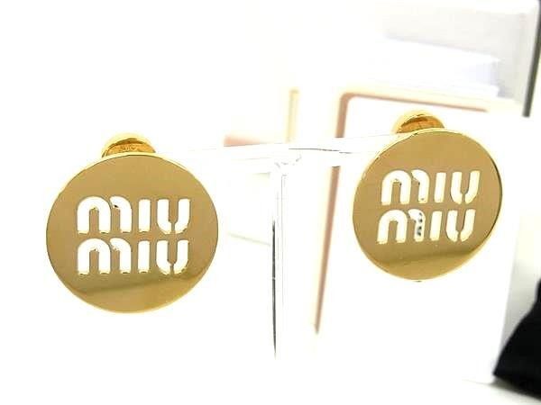 Miu Miu Miu Earrings Gold Metal Logo
