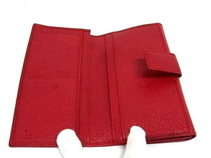 Gucci Wallet 035 Red Leather Hook Bifold Silver — view 3