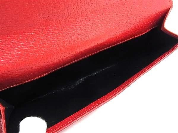 Gucci Wallet 035 Red Leather Hook Bifold Silver — view 5