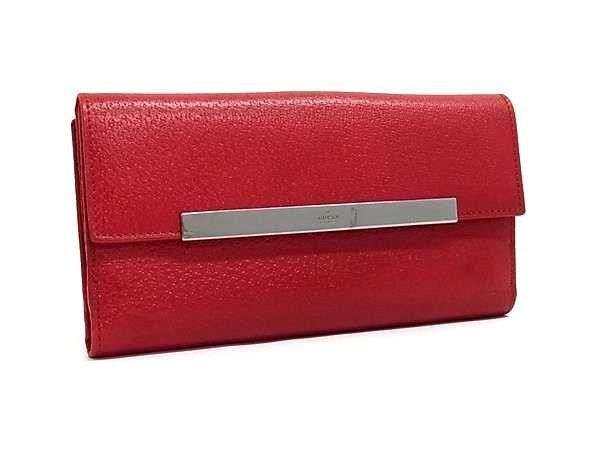 Gucci Wallet 035 Red Leather Hook Bifold Silver
