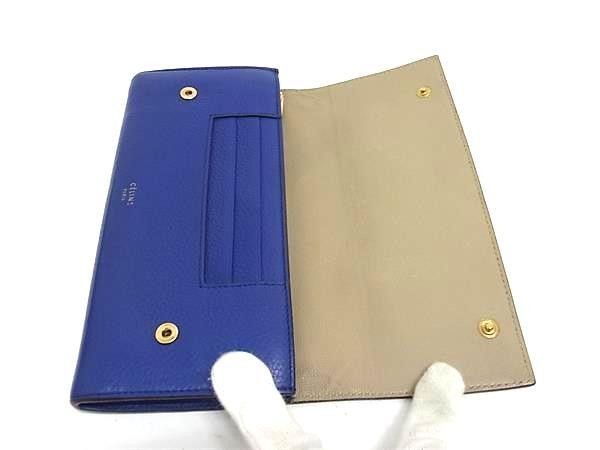 Celine Wallet Multi Function Blue Leather Bifold Gold — view 3