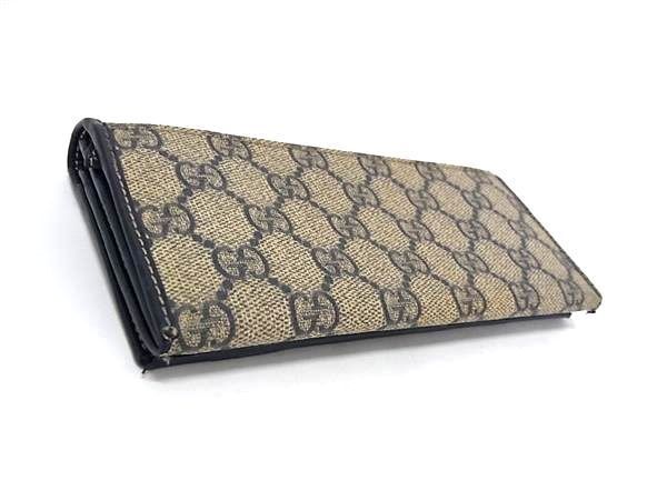 Gucci Wallet GG Supreme Brown Navy Leather Bifold — view 2
