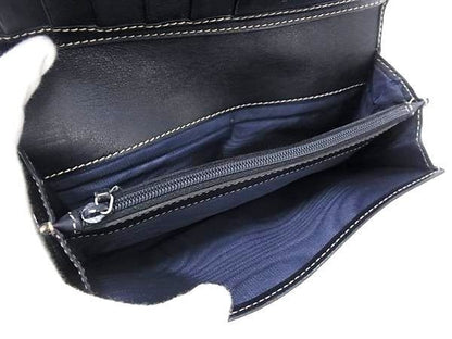 Gucci Wallet GG Supreme Brown Navy Leather Bifold — view 4