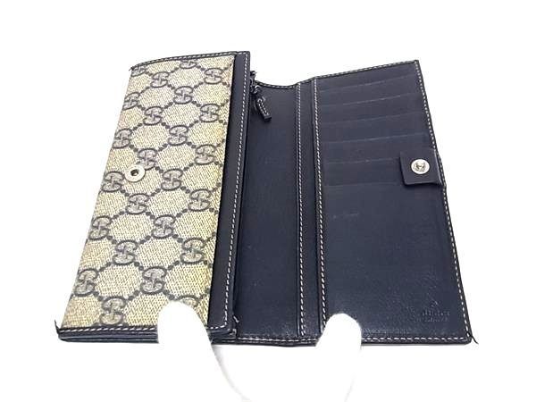 Gucci Wallet GG Supreme Brown Navy Leather Bifold — view 3