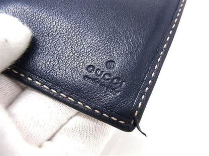 Gucci Wallet GG Supreme Brown Navy Leather Bifold — view 6