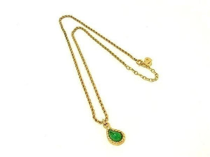 Dior Necklace Gold Green Metal Color Stone