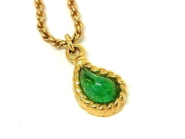 Dior Necklace Gold Green Metal Color Stone — view 2