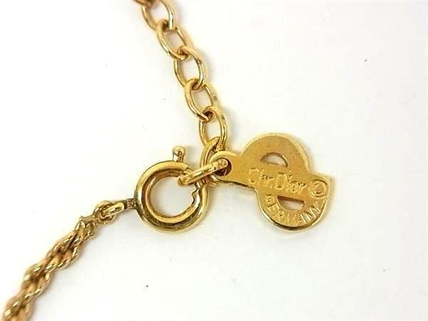 Dior Necklace Gold Green Metal Color Stone — view 3