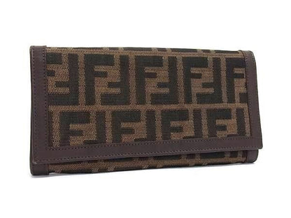 Fendi Wallet Zucca 99 Brown Canvas Leather