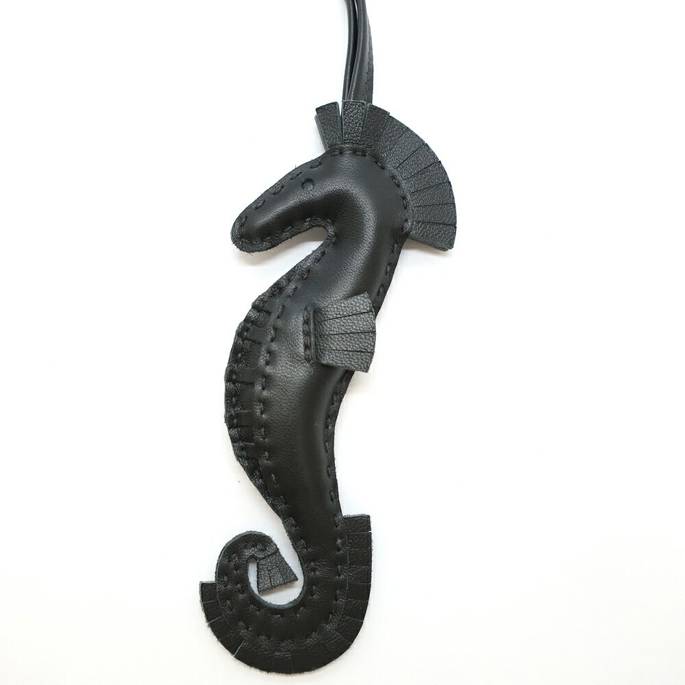 Hermes Heaven Ipo Seahorse Charm Agneau Milo So Black Keychain — view 7