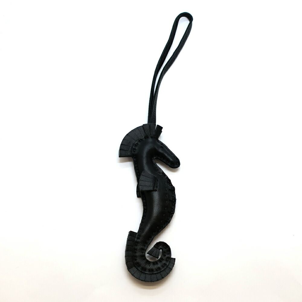 Hermes Heaven Ipo Seahorse Charm Agneau Milo So Black Keychain — view 2