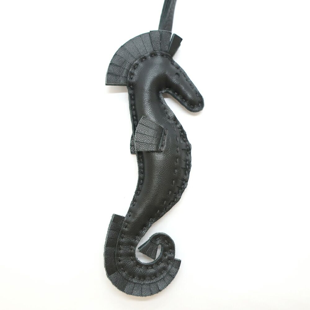 Hermes Heaven Ipo Seahorse Charm Agneau Milo So Black Keychain — view 8