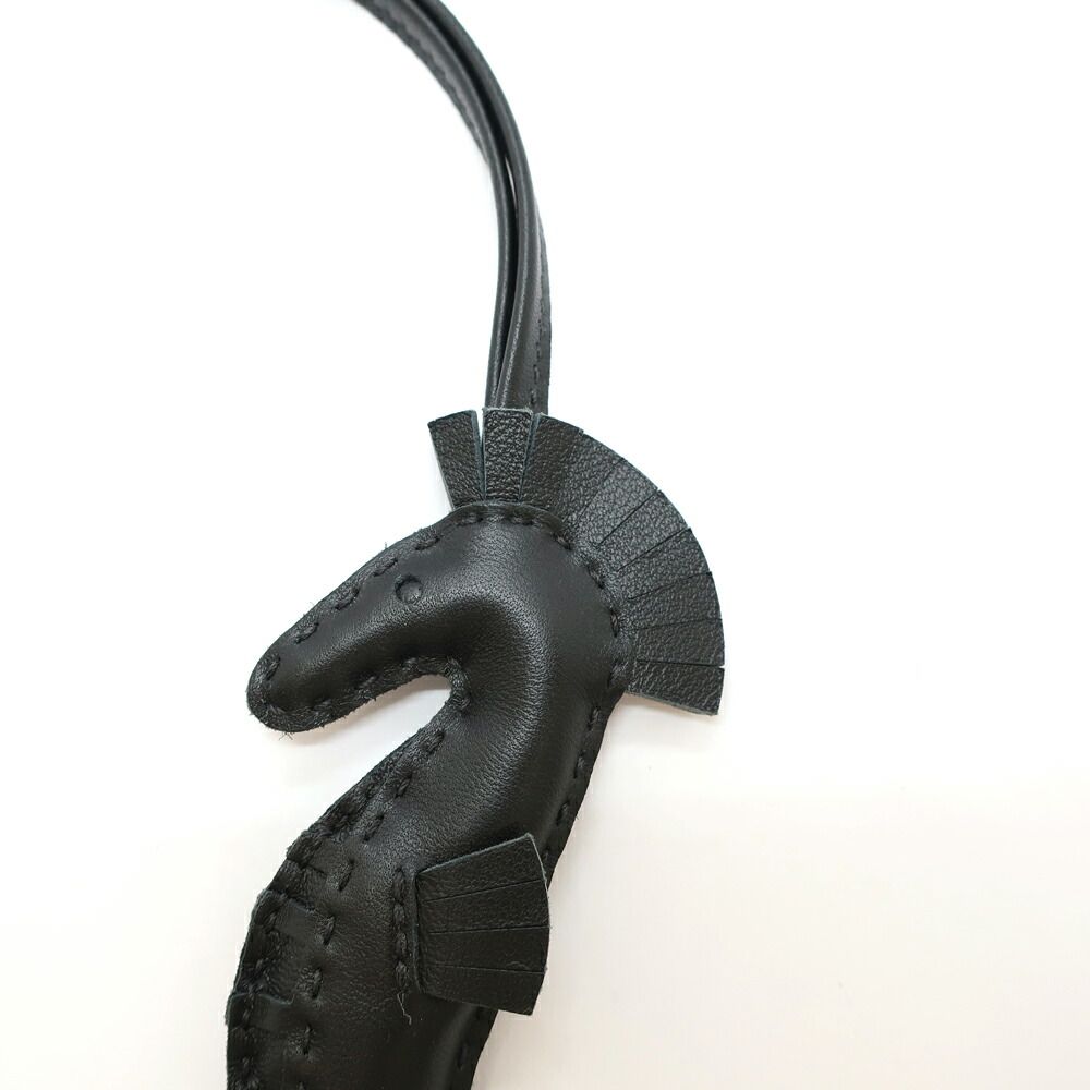 Hermes Heaven Ipo Seahorse Charm Agneau Milo So Black Keychain — view 6
