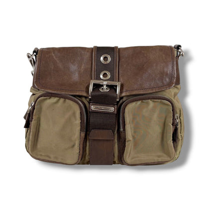 Prada Pocket Triangle Logo Belt Shoulder Bag Cross Brown Khaki — view 2