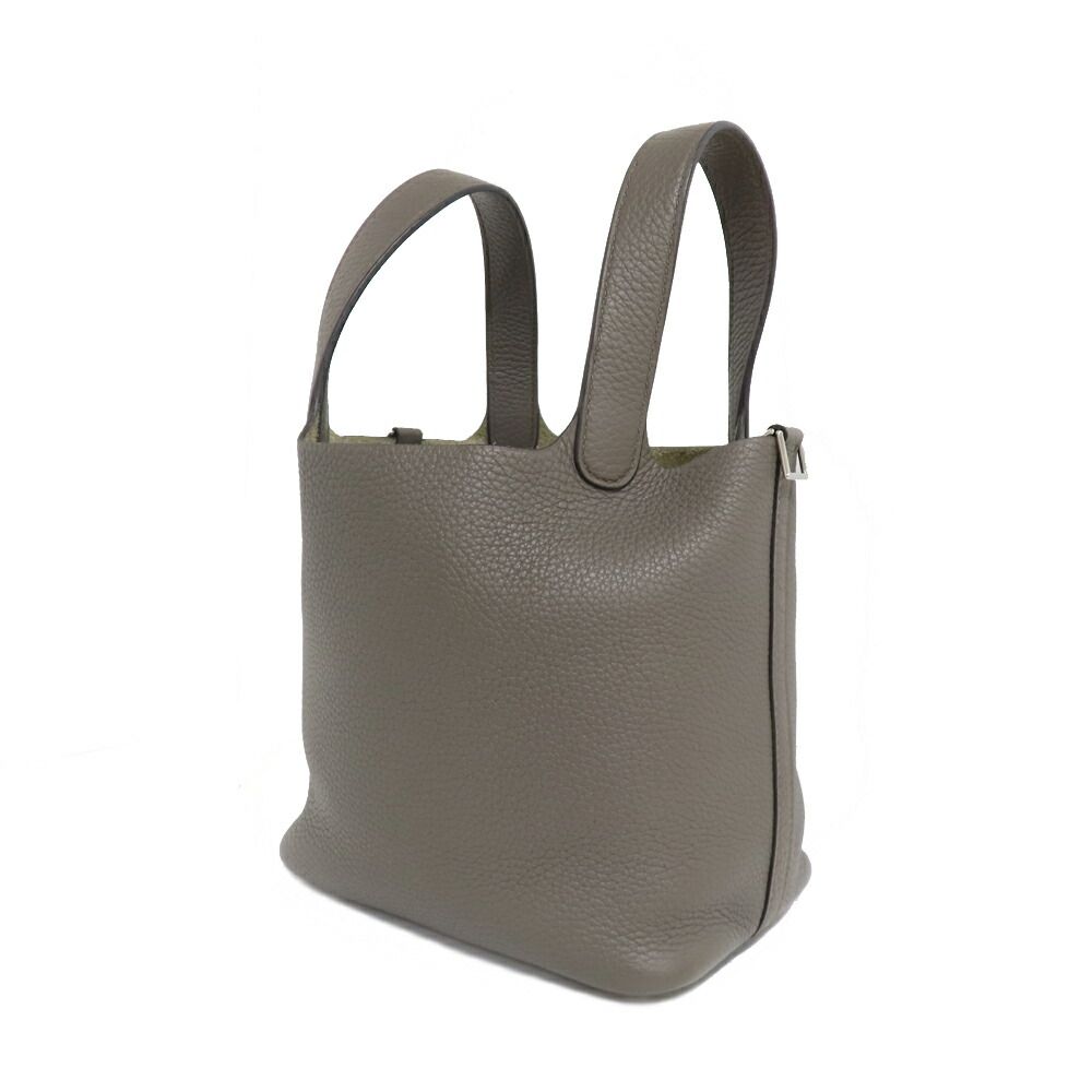 Hermes Picotin Lock PM 18 Etain Taurillon Clemence Silver Handbag — view 2
