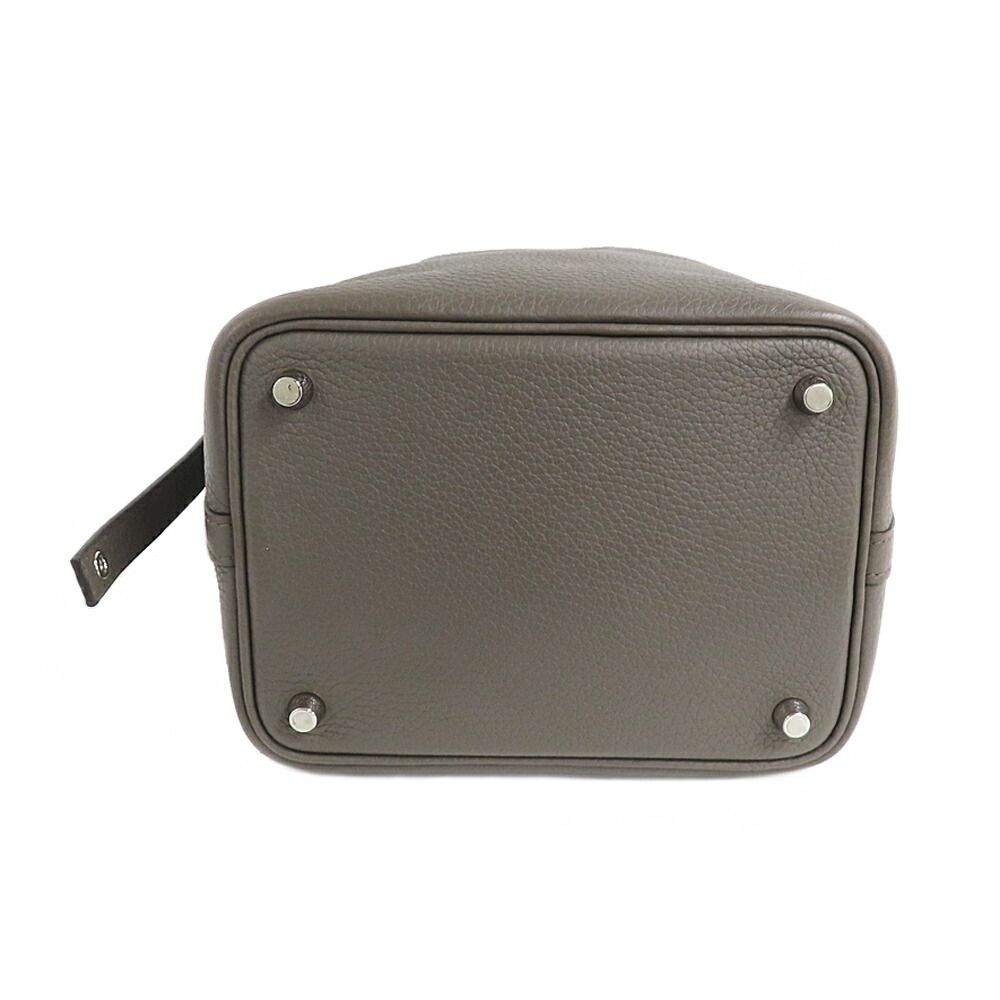Hermes Picotin Lock PM 18 Etain Taurillon Clemence Silver Handbag — view 5