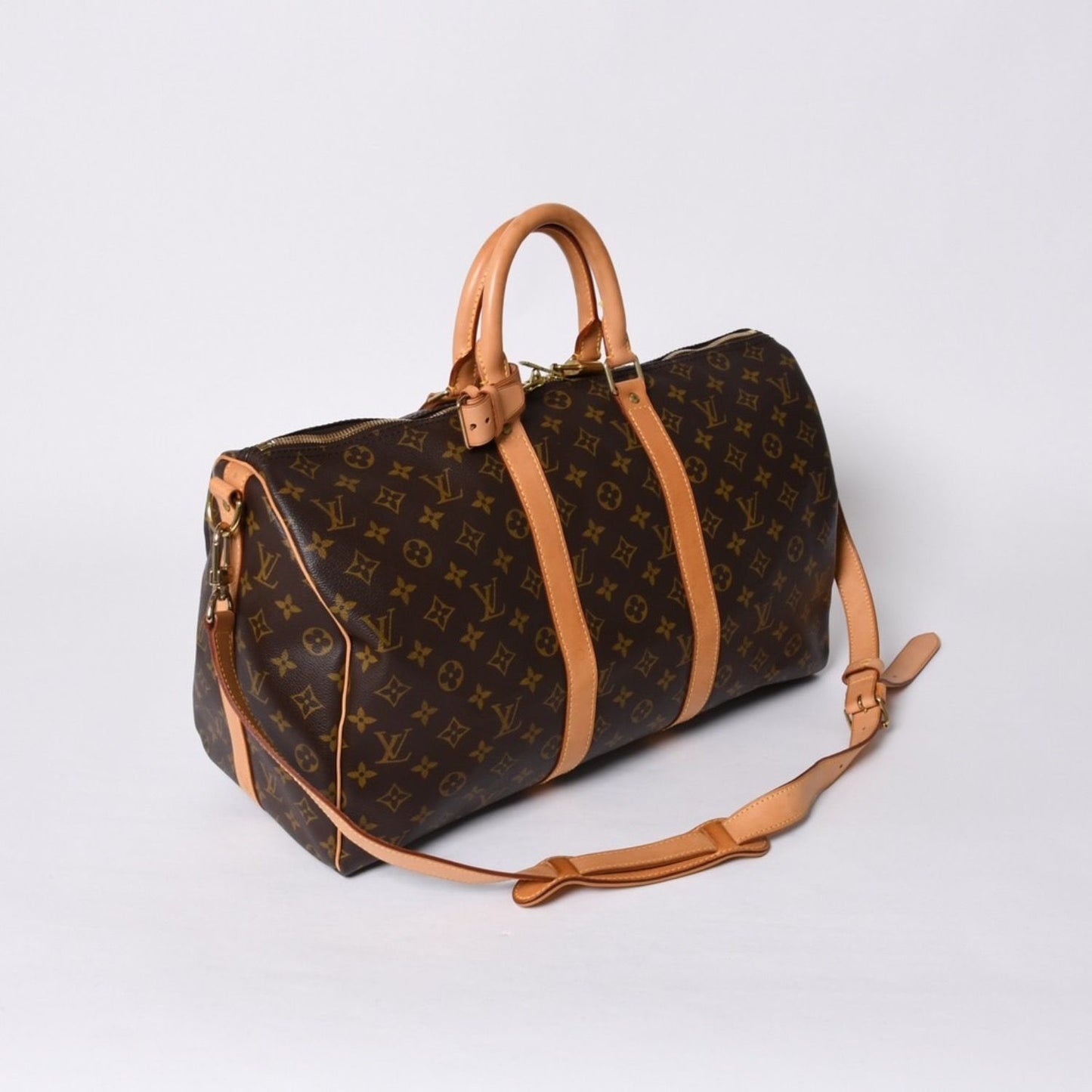 Louis Vuitton Boston Bag Keepall Bandouliere 45 Monogram Brown Gold — view 3