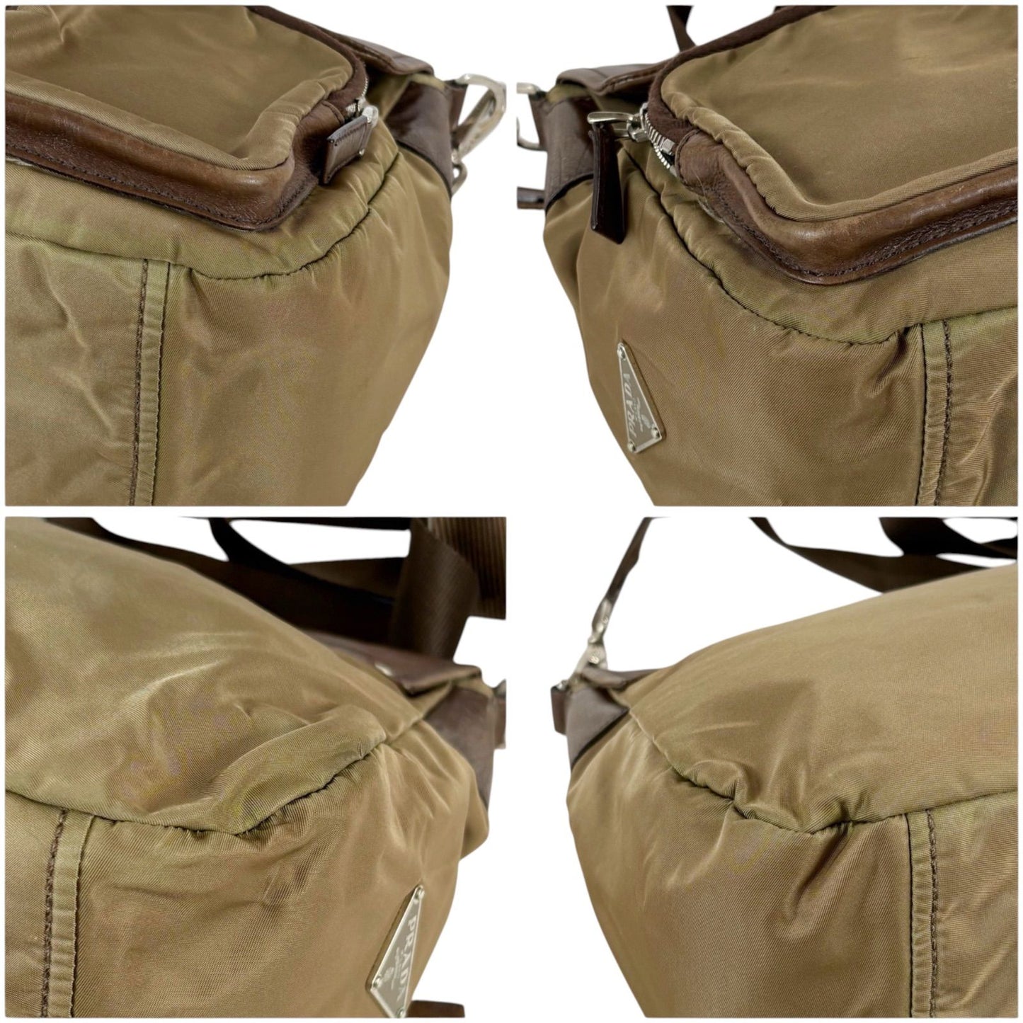 Prada Pocket Triangle Logo Belt Shoulder Bag Cross Brown Khaki — view 6