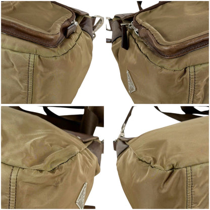 Prada Pocket Triangle Logo Belt Shoulder Bag Cross Brown Khaki — view 6