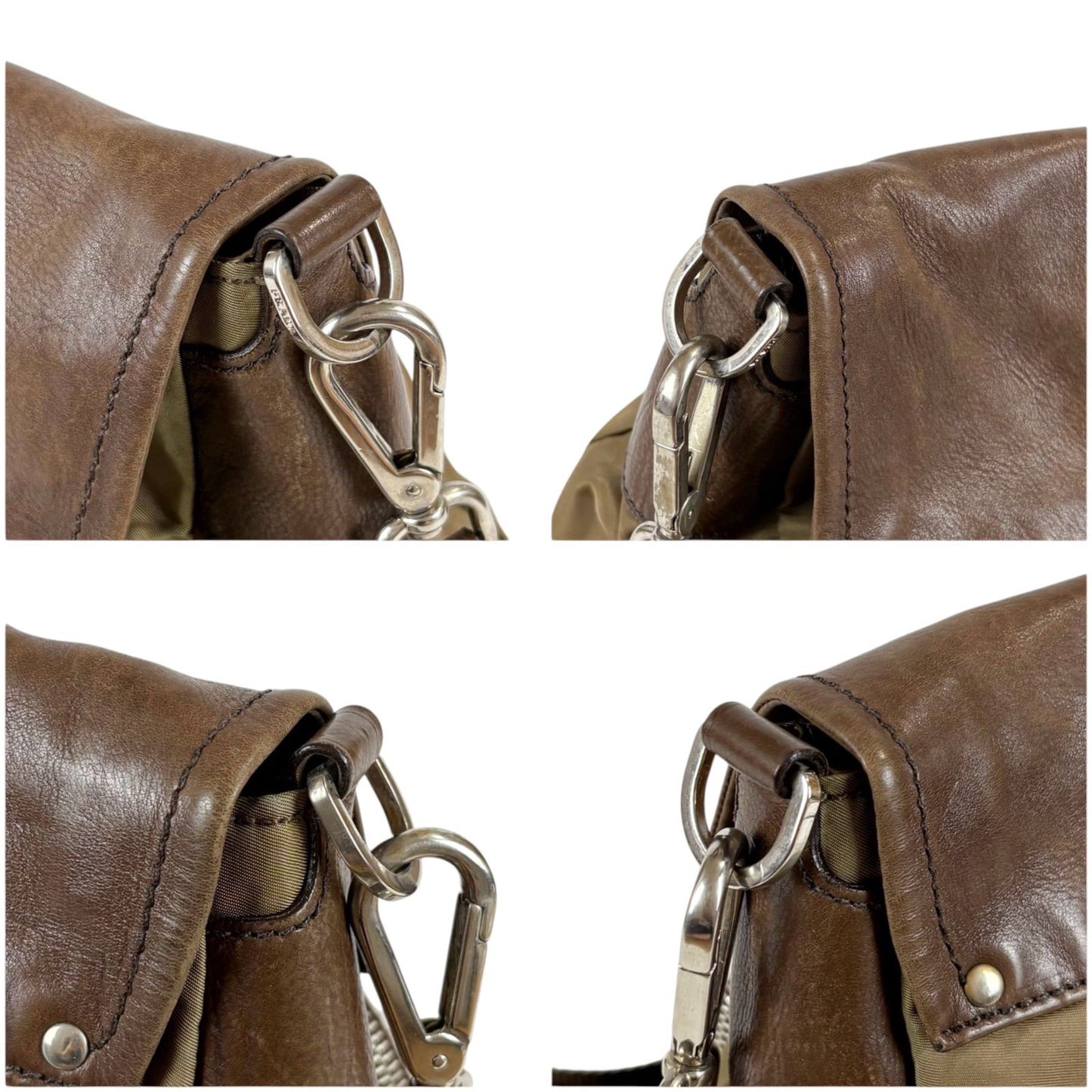 Prada Pocket Triangle Logo Belt Shoulder Bag Cross Brown Khaki — view 5